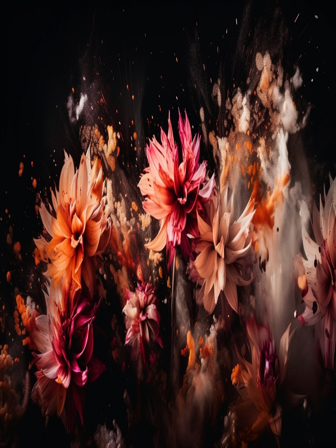 

CVANU Black & Orange Floral & Botanical Canvas Painting Wall Art