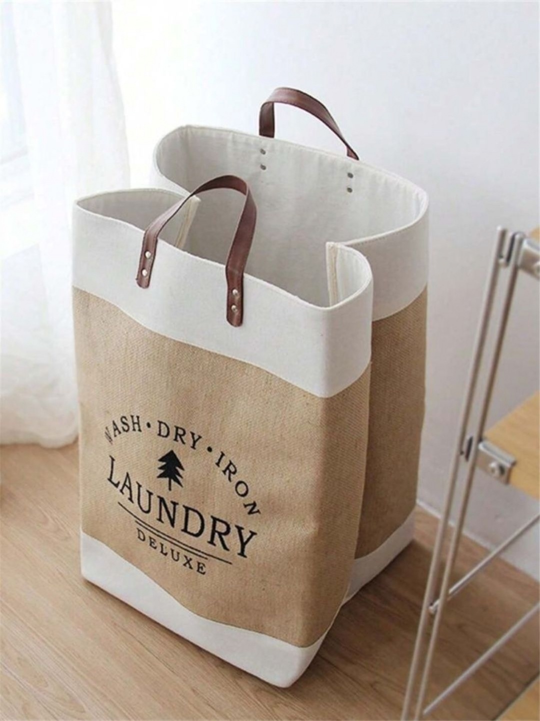 

Mason Home Beige and White Printed Kinsho Laundry Bag