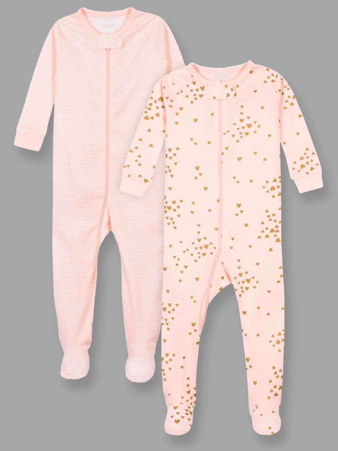 

TuddyBuddy Girls Pack of 2 Printed Sleepsuit, Peach
