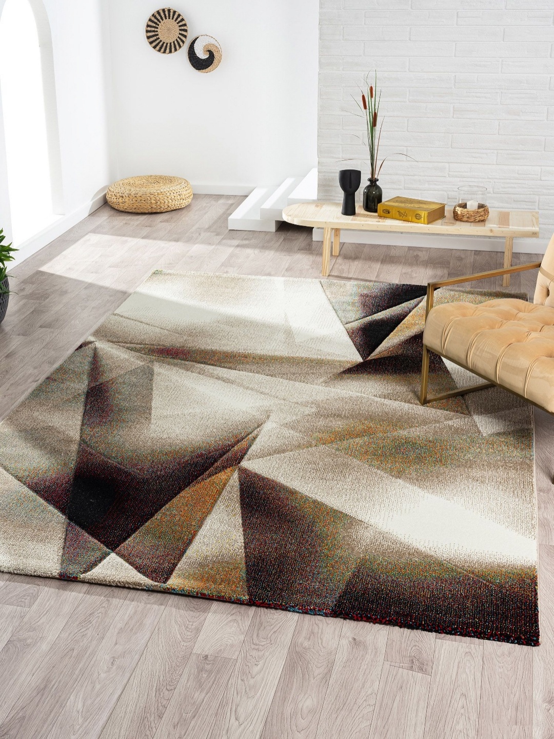 

OBSESSIONS Brown Abstract Anti-Skid Polypropylene Carpet