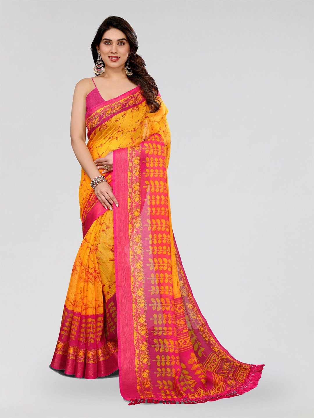 

Moda Rapido Zari Saree, Yellow