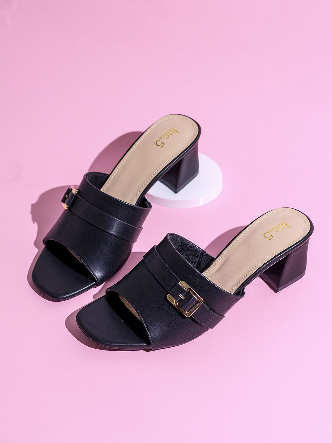 

Inc 5 Party Block Sandals with Buckles, Black