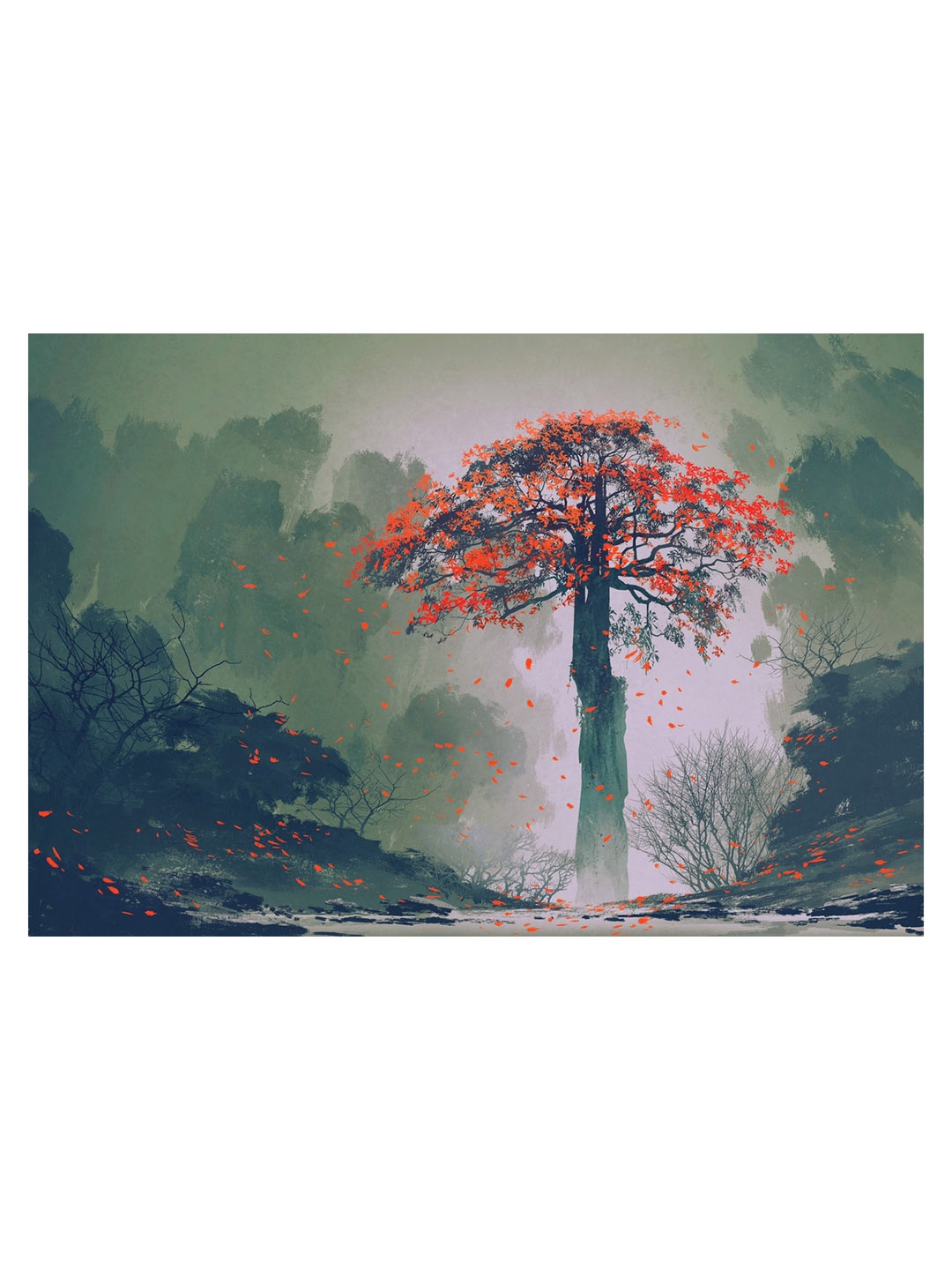 

CVANU Red & Grey Floral Canvas Painting Wall Art