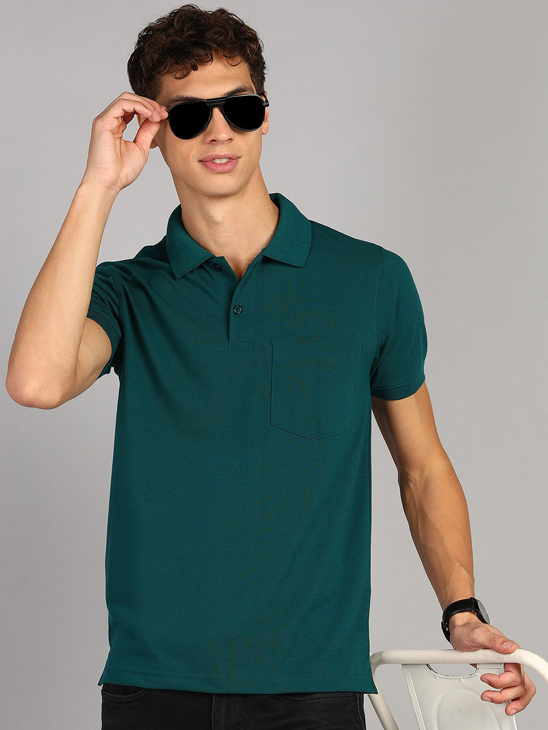 

XFOX Men Polo Collar T-shirt, Green