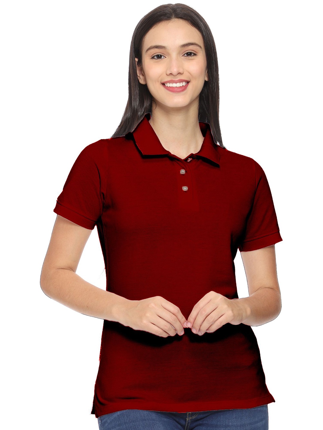 

ROARERS Women Polo Collar T-shirt, Maroon