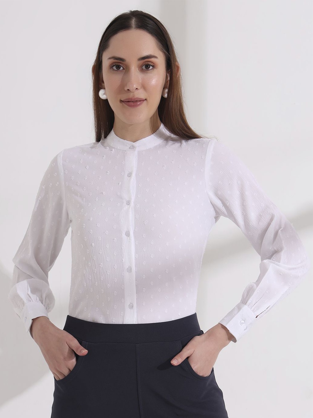 

FITHUB Women Opaque Formal Shirt, White