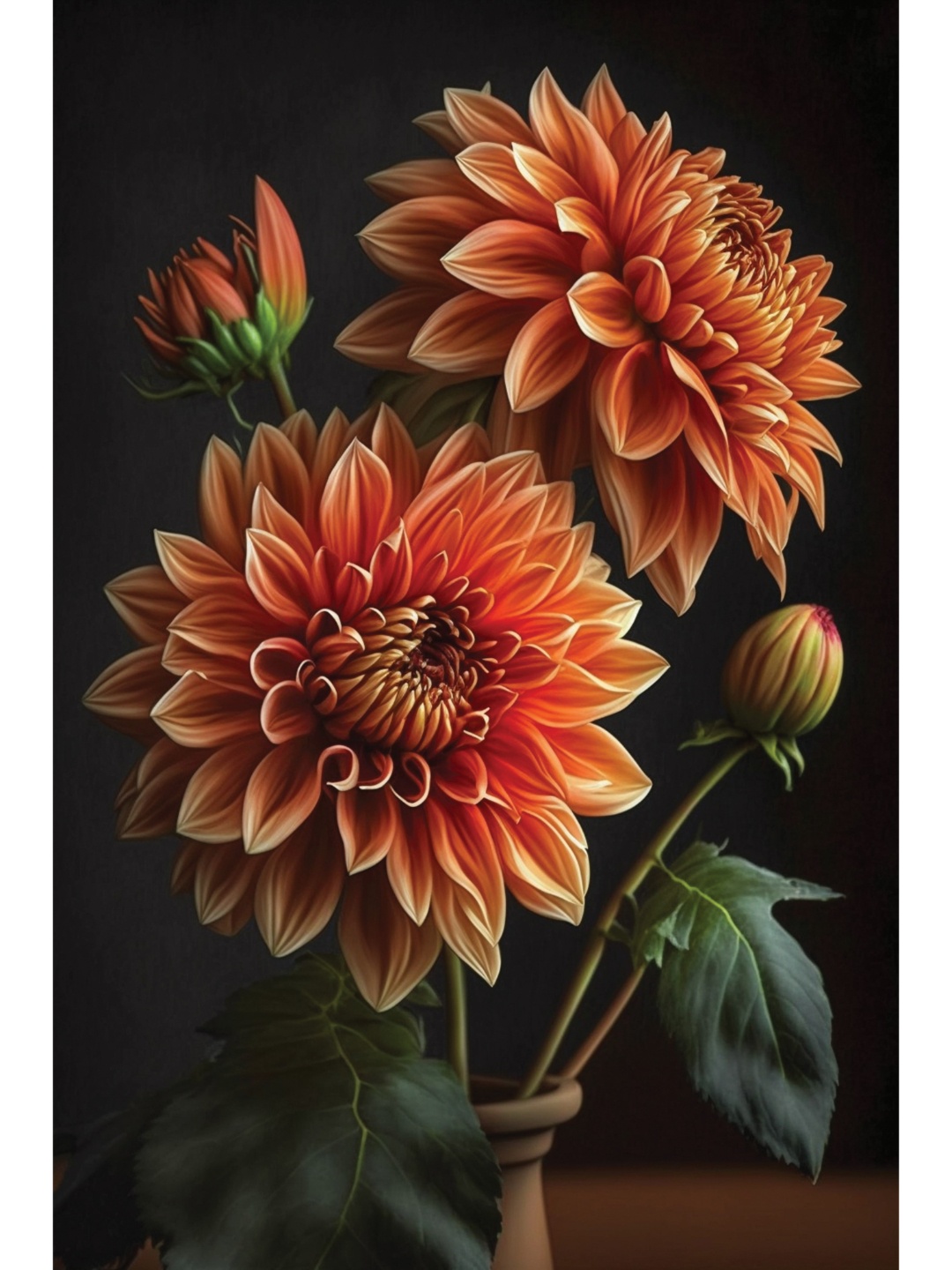 

CVANU Peach & Green Floral and Botanical Canvas Wall Painting
