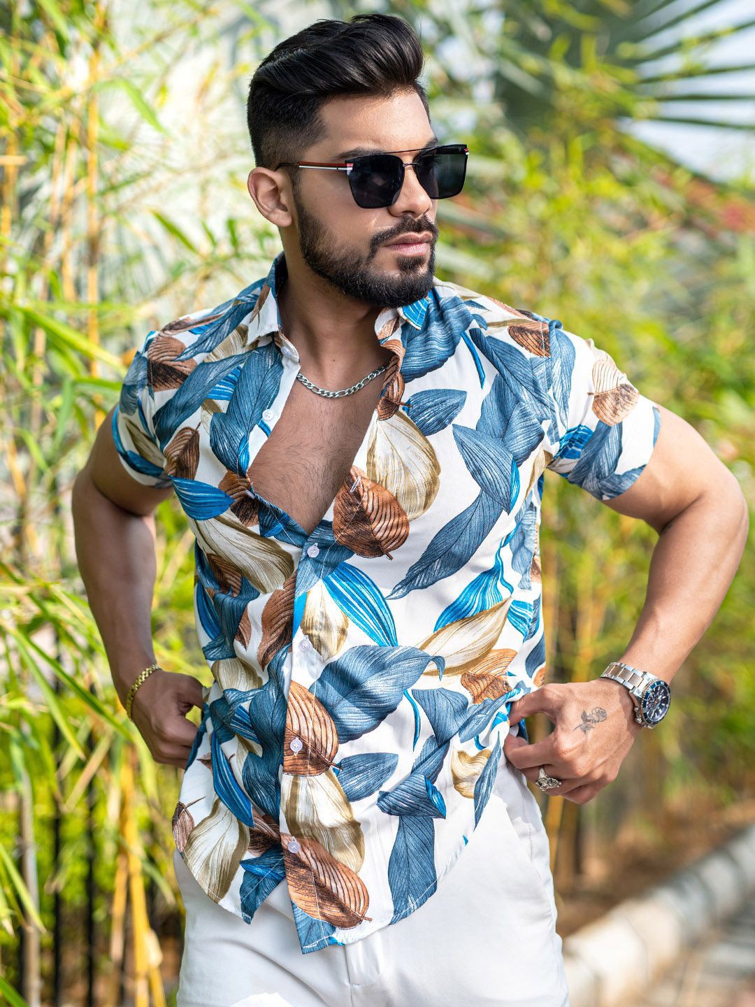 

Tistabene Men Opaque Printed Casual Shirt, White