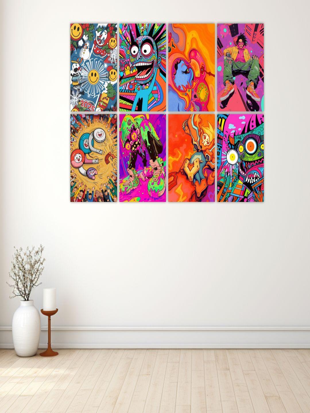 

CVANU Red & Blue 8 Pieces Graphic Poster Wall Art