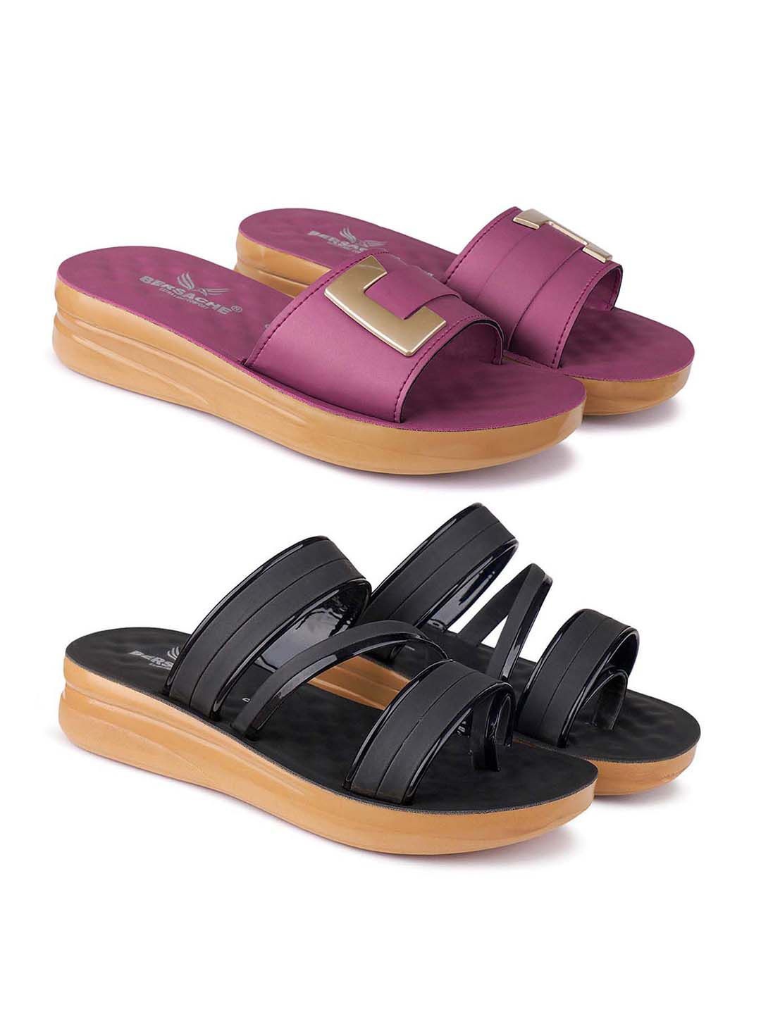 

BERSACHE Women Open Toe Flats, Purple