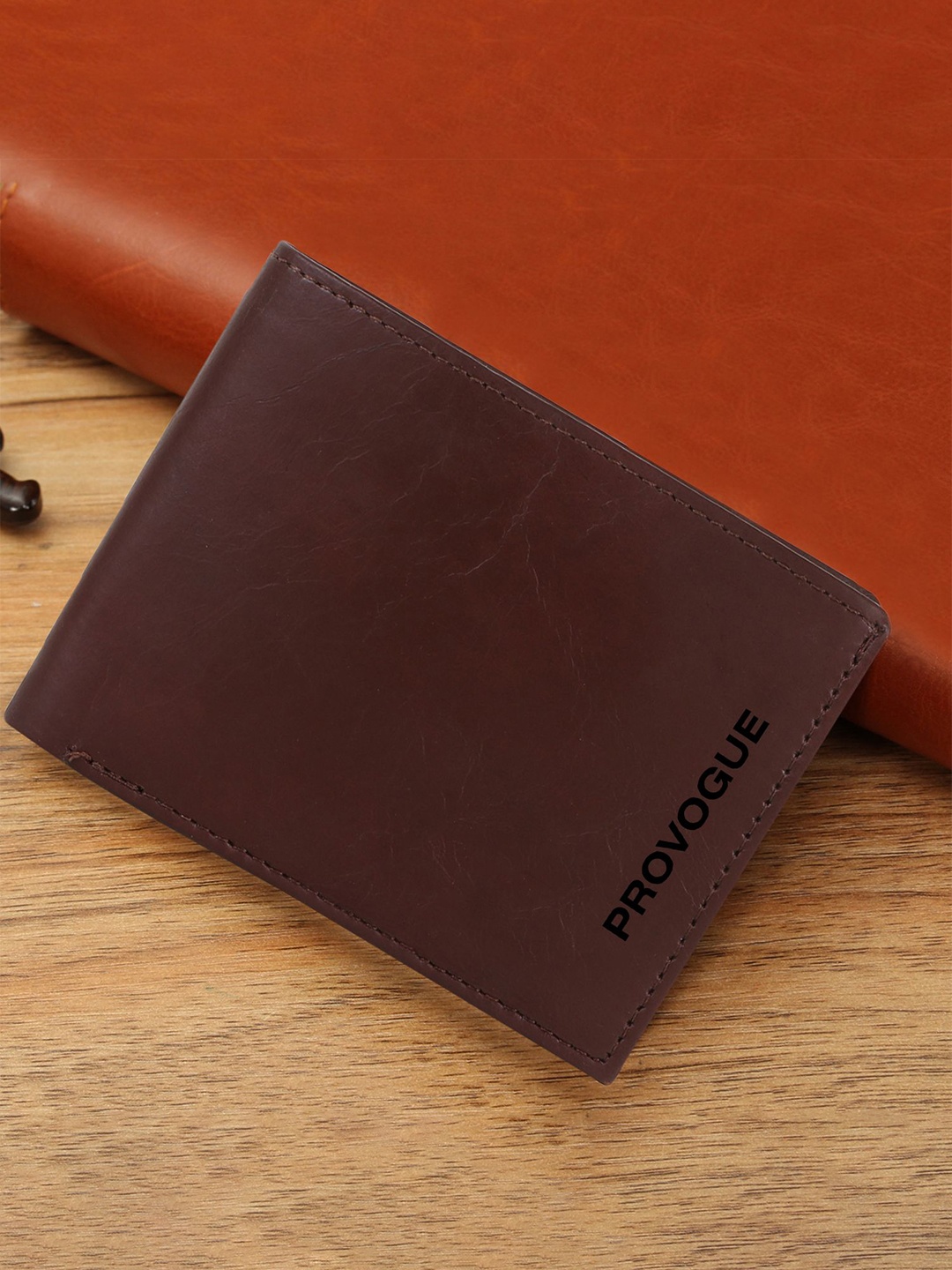 

Provogue Men Textured PU Two Fold Wallet, Brown