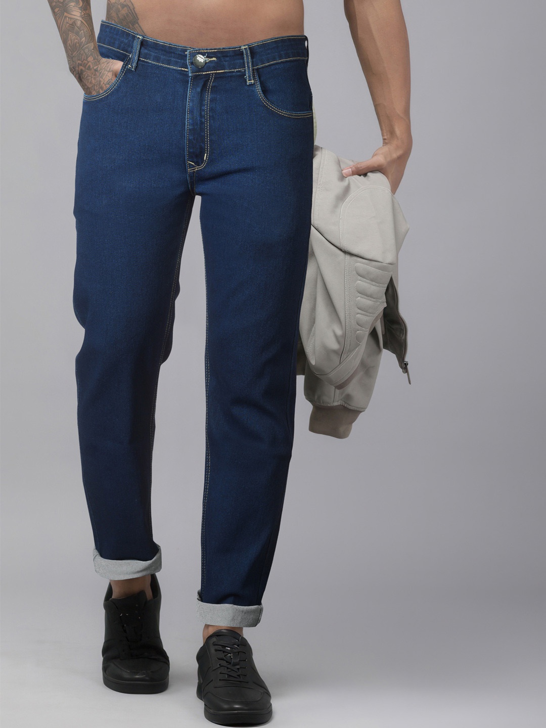

RIG BONE Men Comfort Relaxed Fit Slash Knee Light Fade Stretchable Jeans, Blue