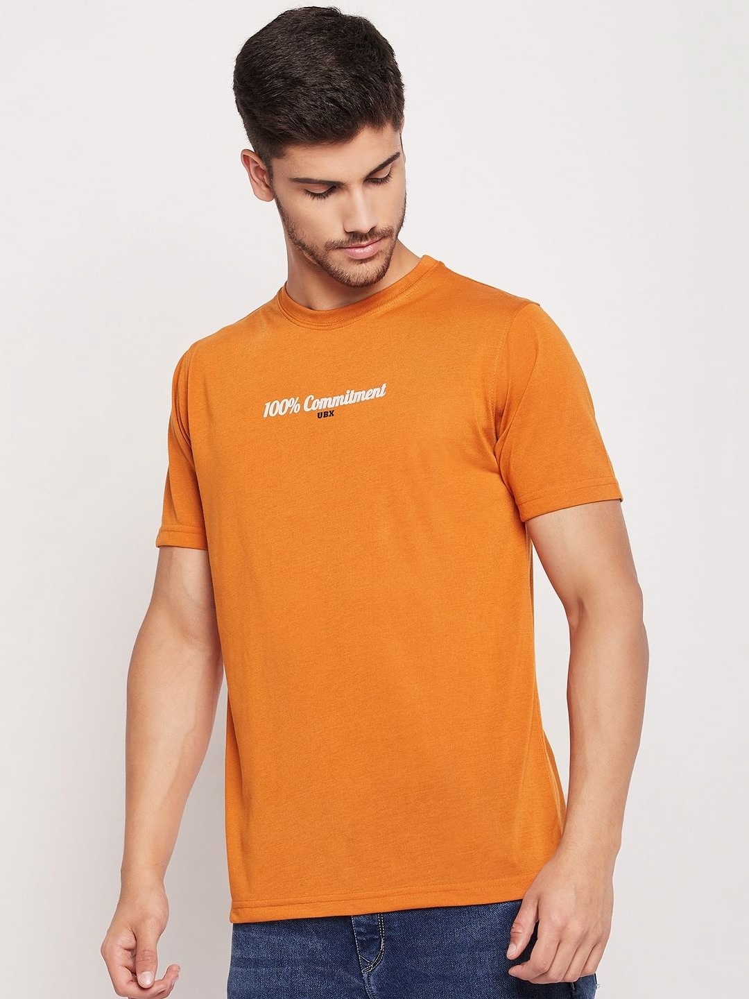 

UBX Men Printed T-shirt, Orange