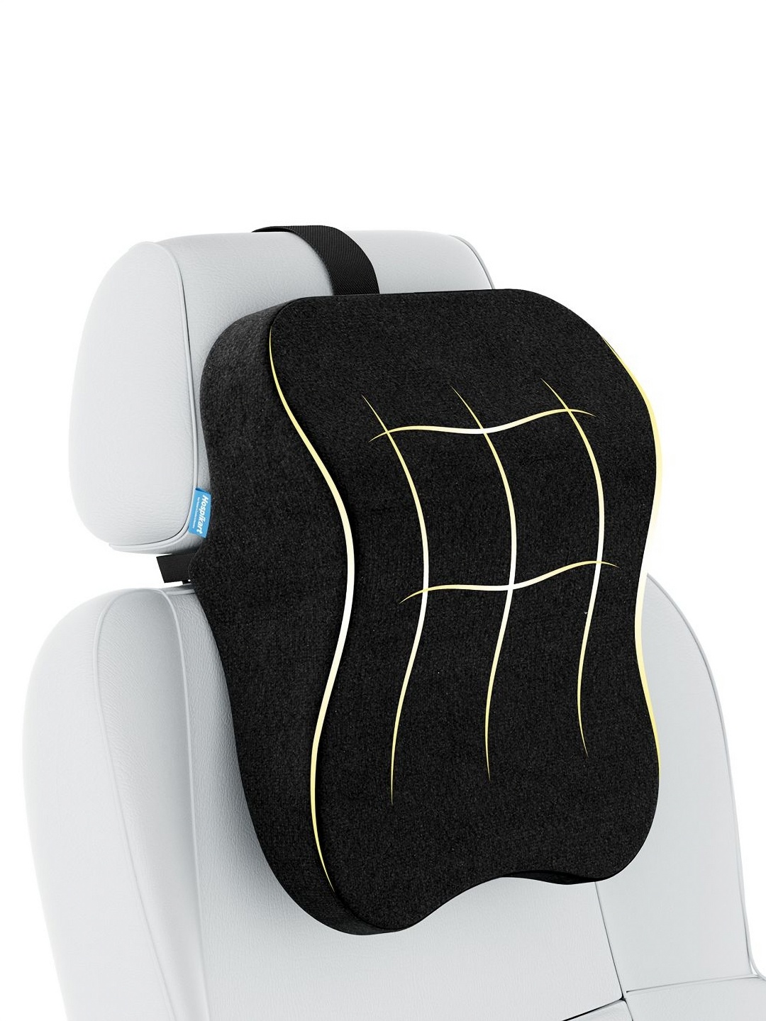 

HOSPIKART Black 2 Pieces Memory Foam Velvet Rectangle Car Cushion