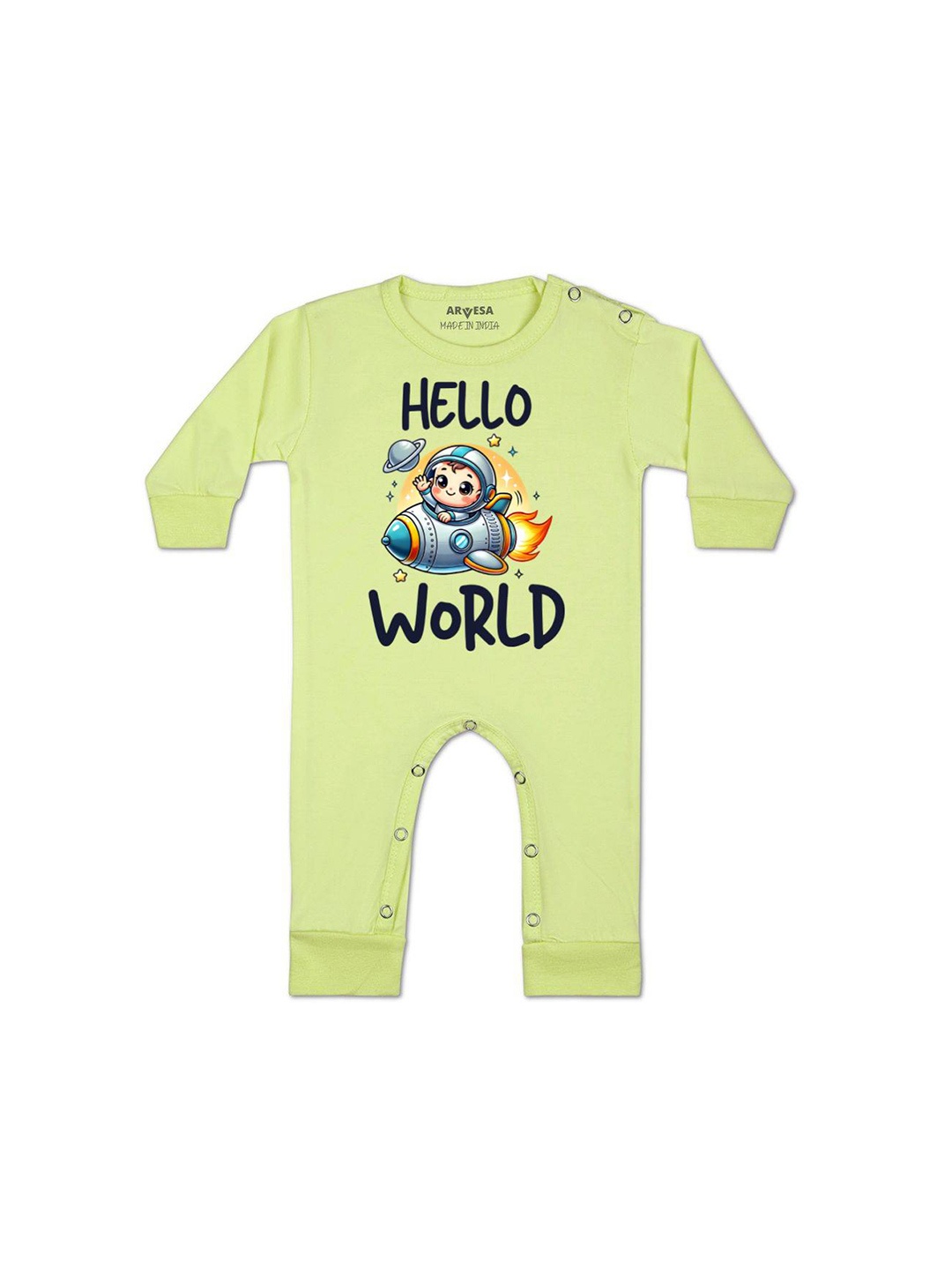 

Arvesa One Month Baby Boy Printed Baby Romper, Yellow