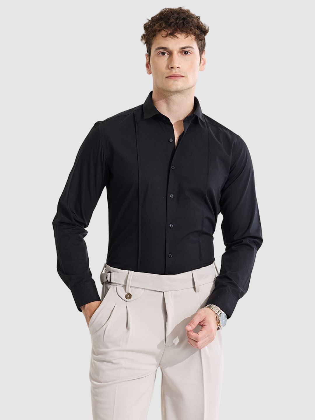 

Snitch Men Smart Slim Fit Opaque Formal Shirt, Black