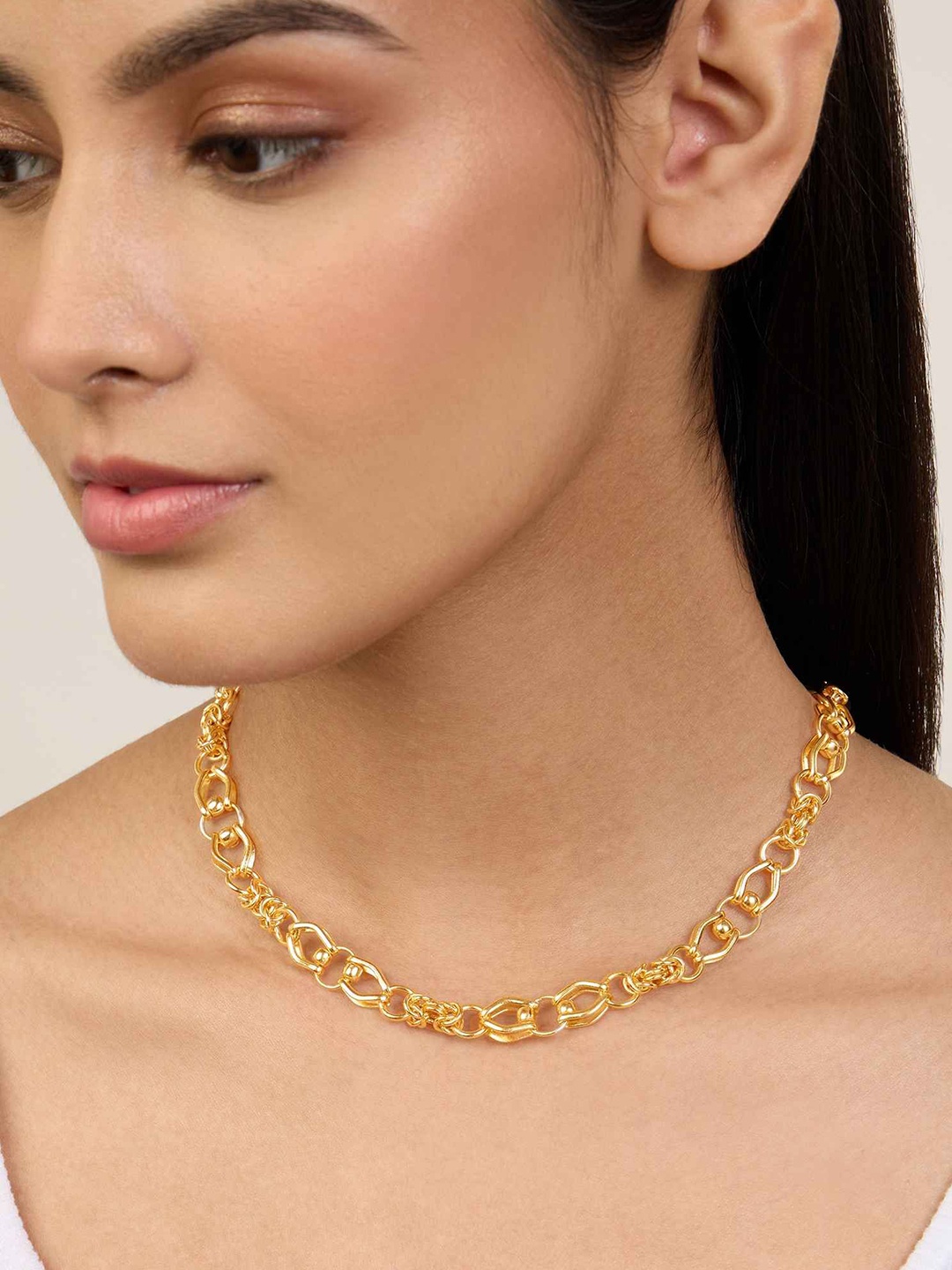 

MNSH Gold-Plated Necklace Statement Chunky Necklace