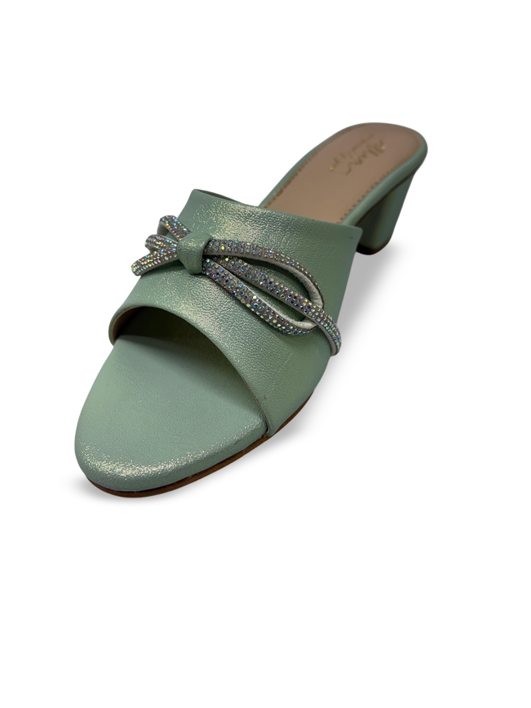 

DressBerry Textured Platform Mules with Bows, Green