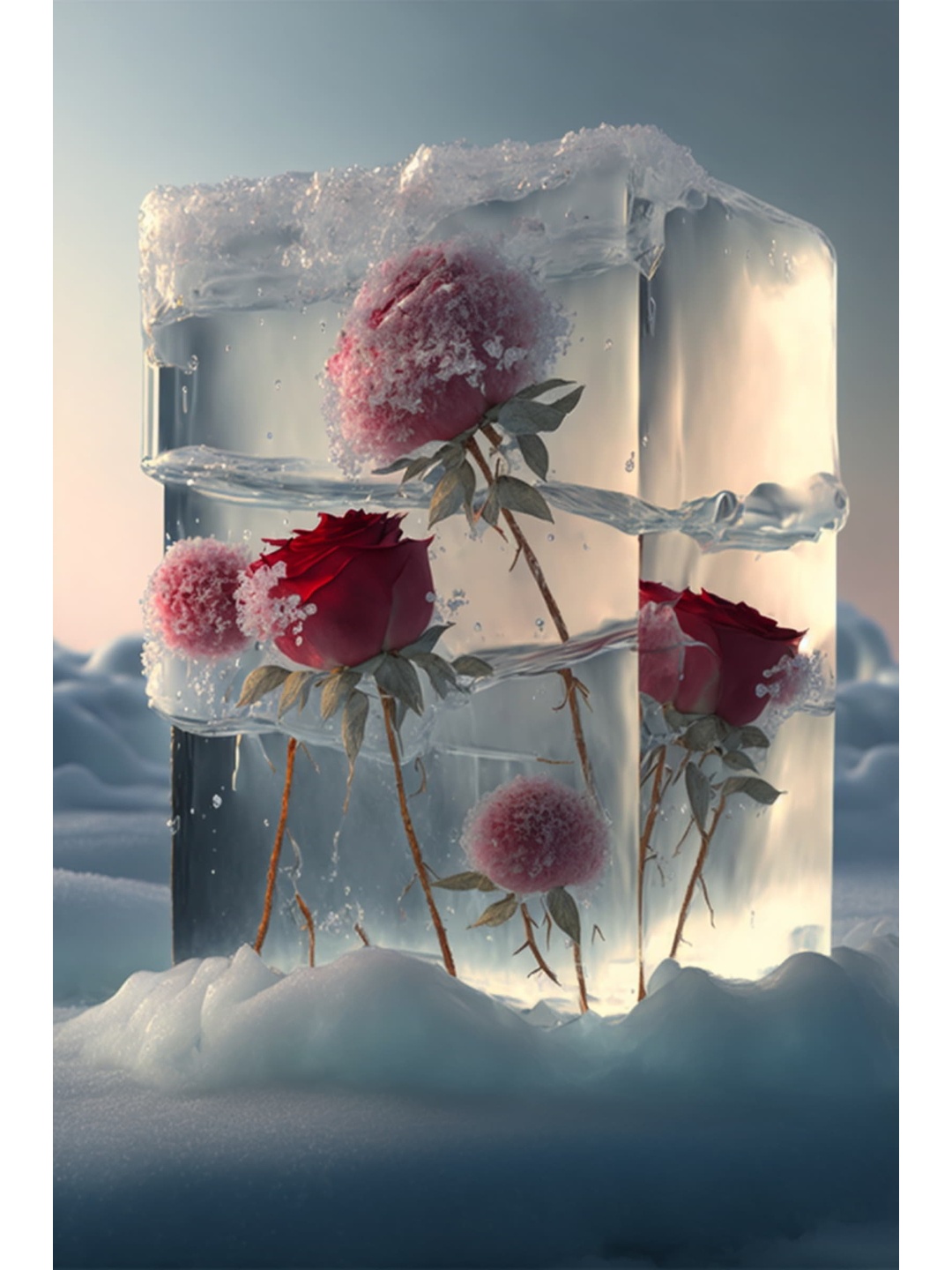 

CVANU White & Pink Floral Canvas Painting Wall Art