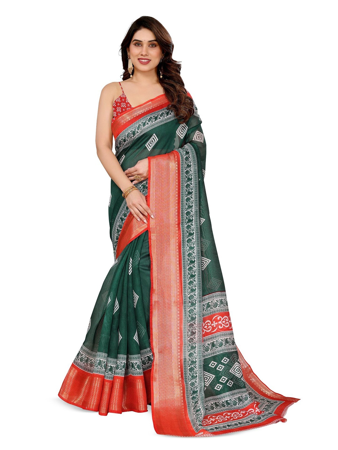 

Moda Rapido Zari Saree, Green