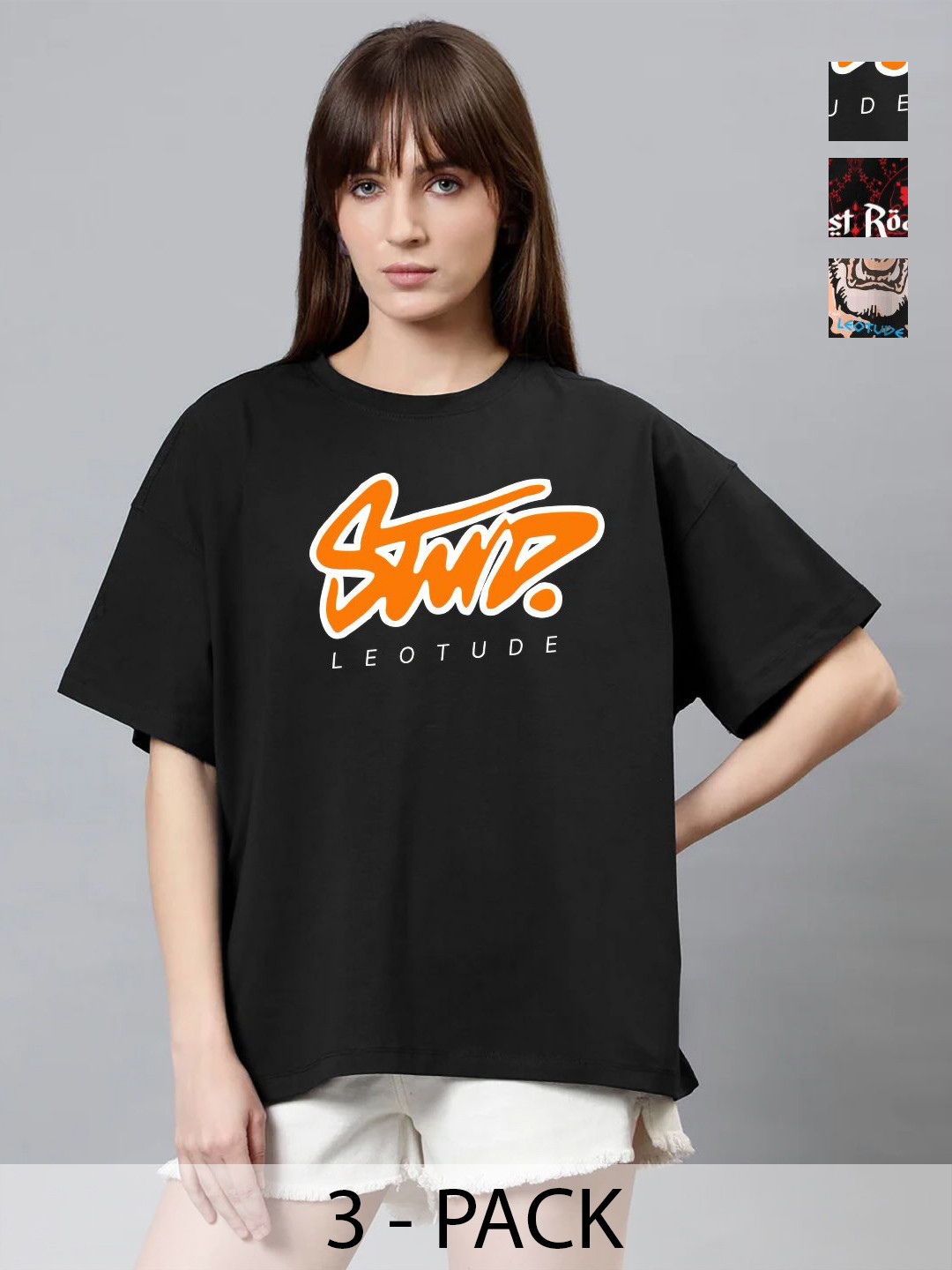 

Leotude Women 3 Printed T-shirt, Multi