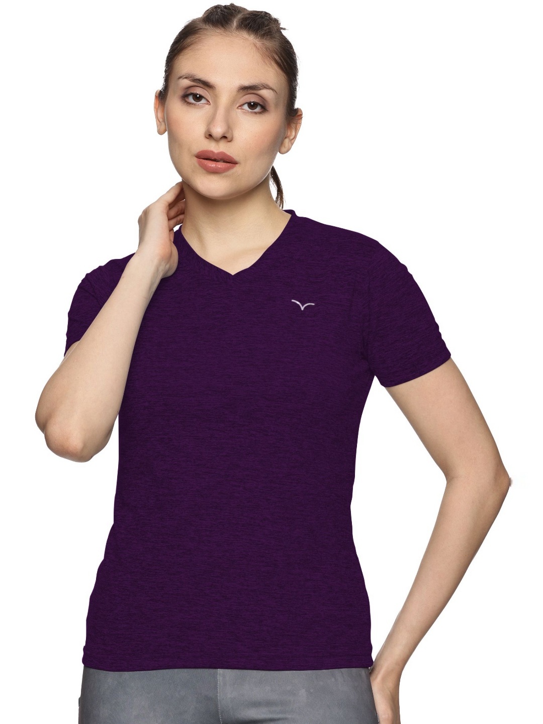 

Coppersmith Women V-Neck Pockets T-shirt, Purple