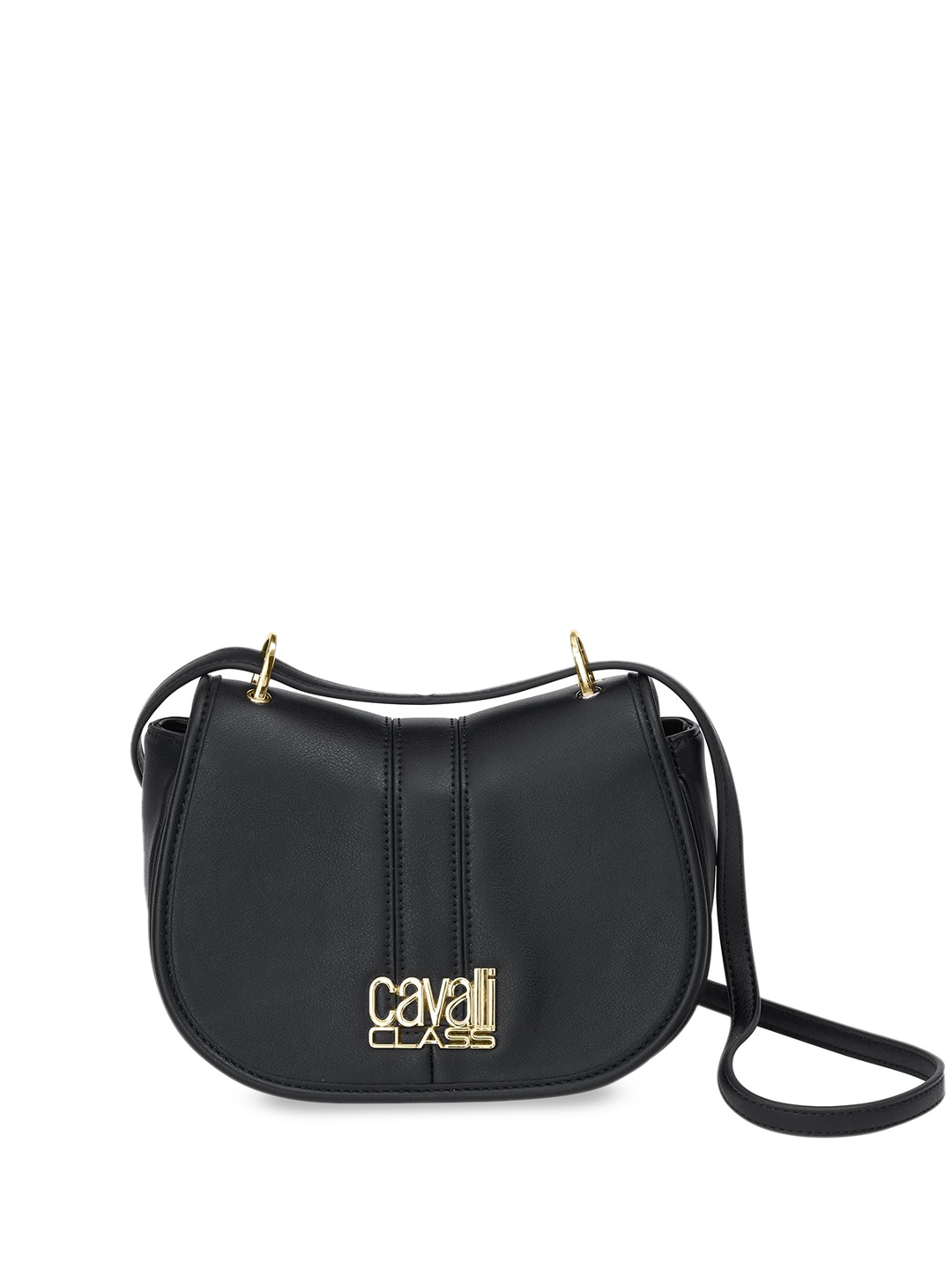 

Cavalli Class Half Moon Handheld Bag with Tasselled, Black