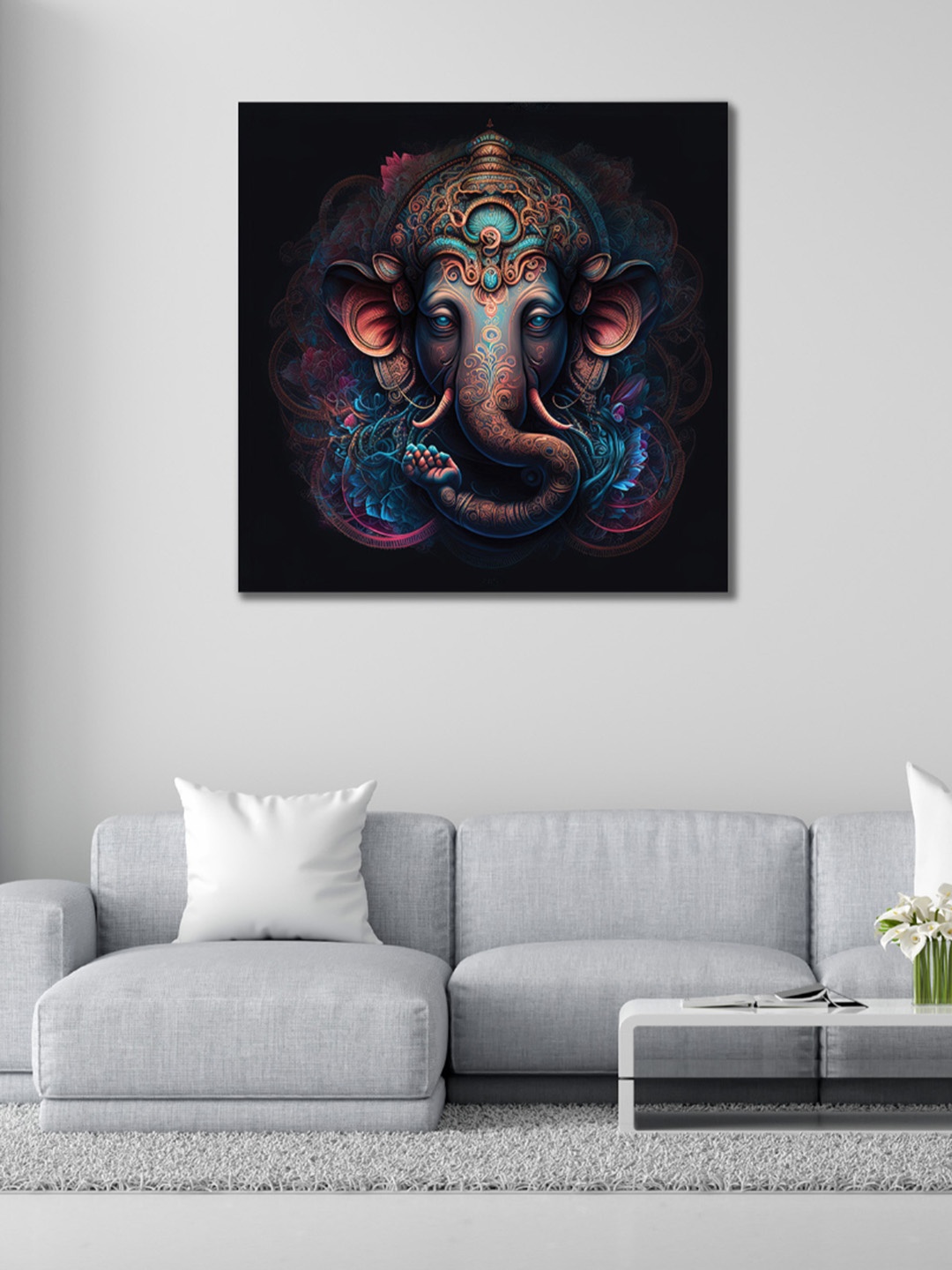 

CVANU Brown & Blue Religious Canvas Painting Wall Art