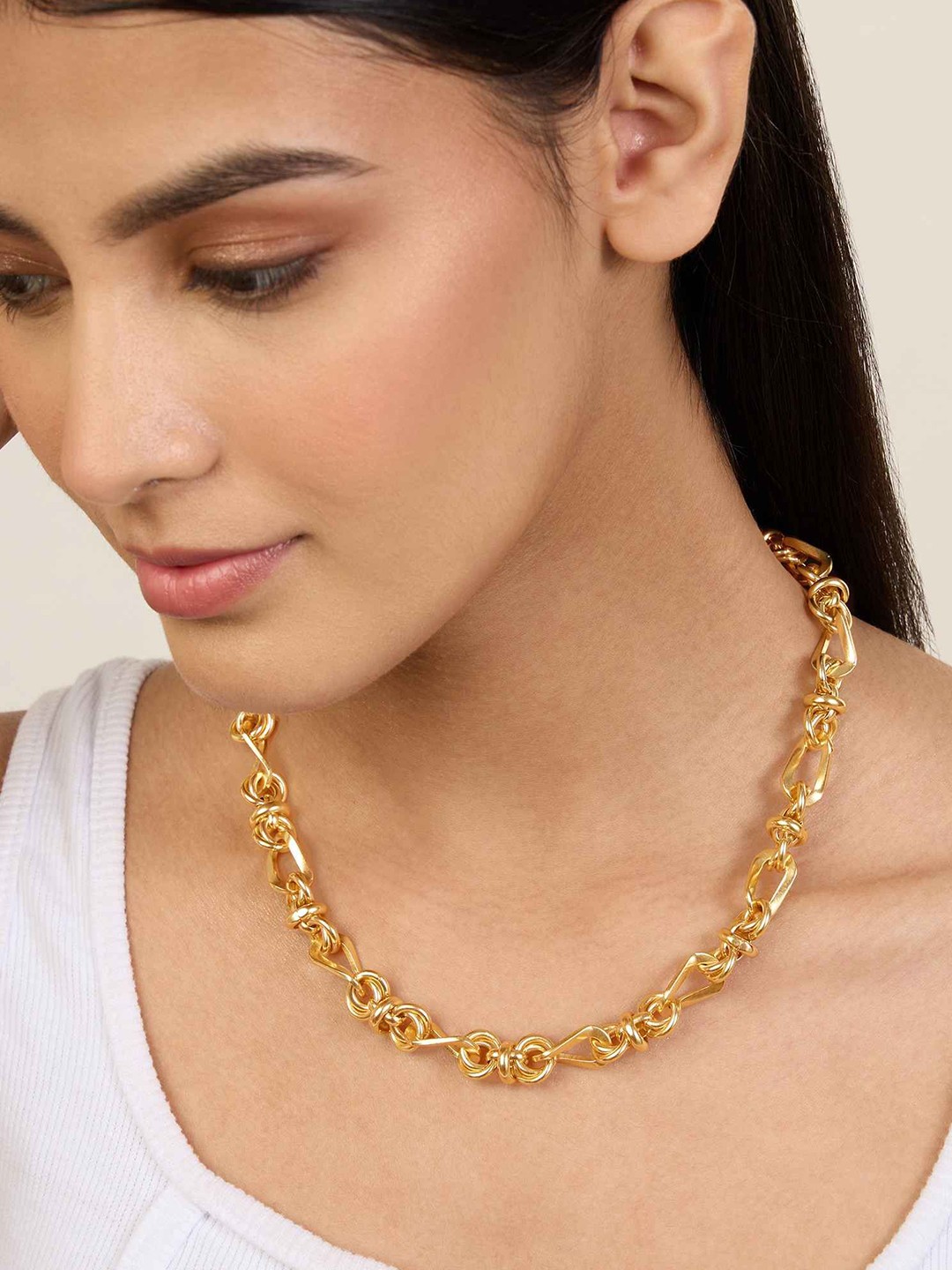 

MNSH Gold-Plated Necklace Statement Chunky Necklace
