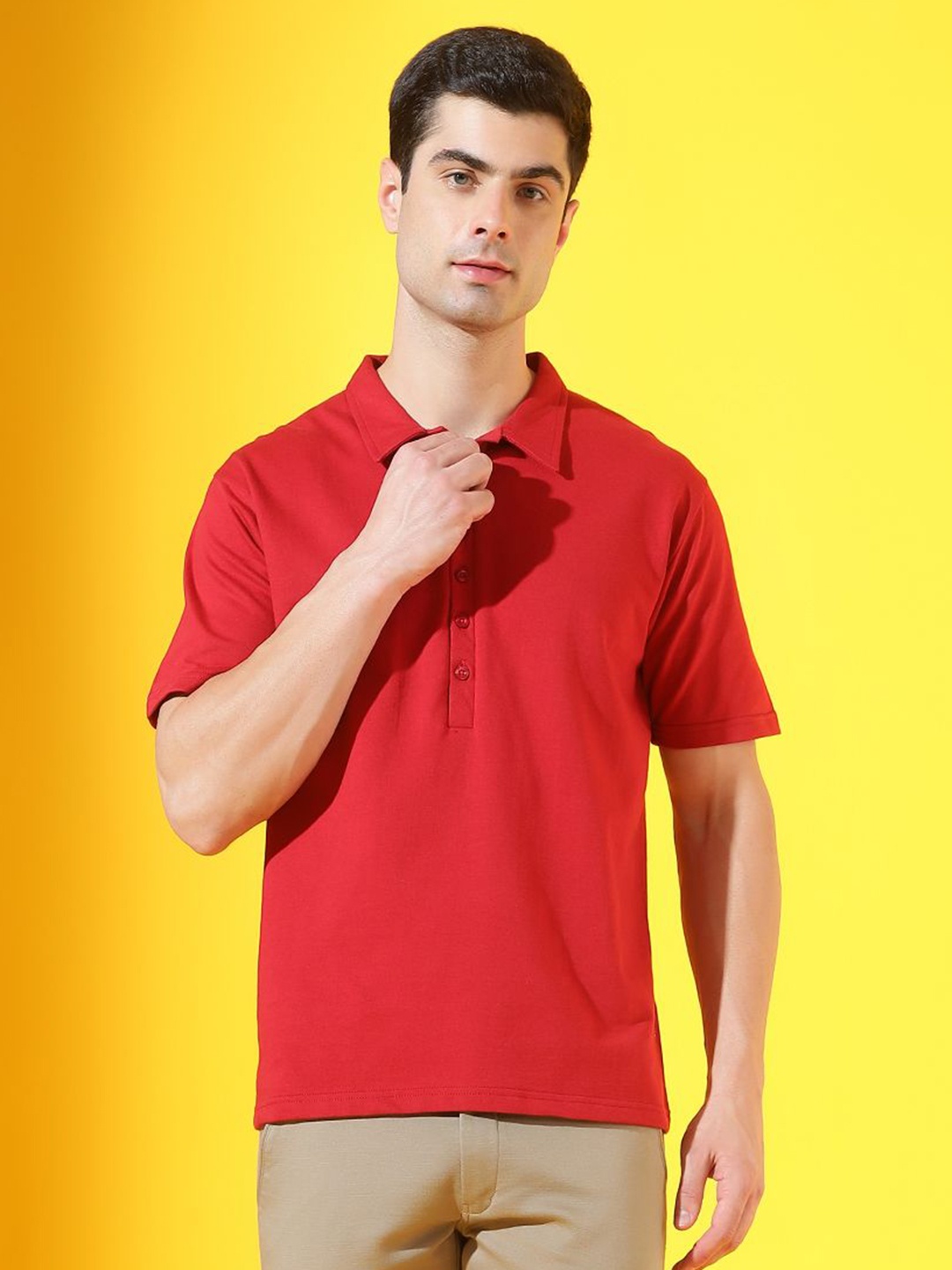 

CODE OF HONOUR Men Printed Hooded Pockets T-shirt, Red