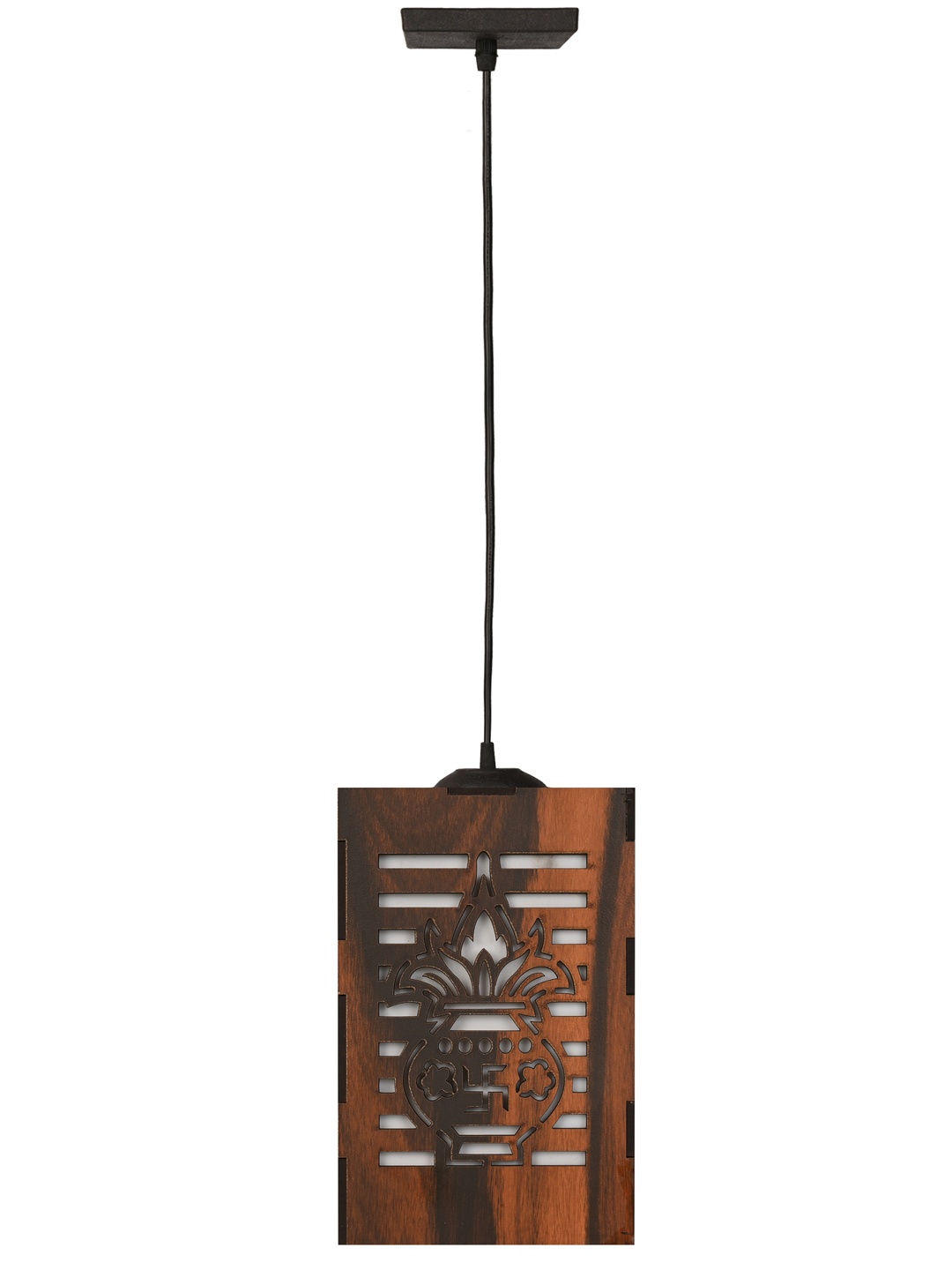 

Gojeeva Brown Rectangle Textured Wooden Traditional Ceiling Lamp