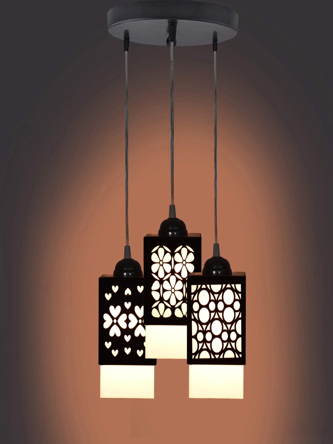 

Gojeeva Black & White 3 Pieces Textured Wood Square Shaped Wall Lamp