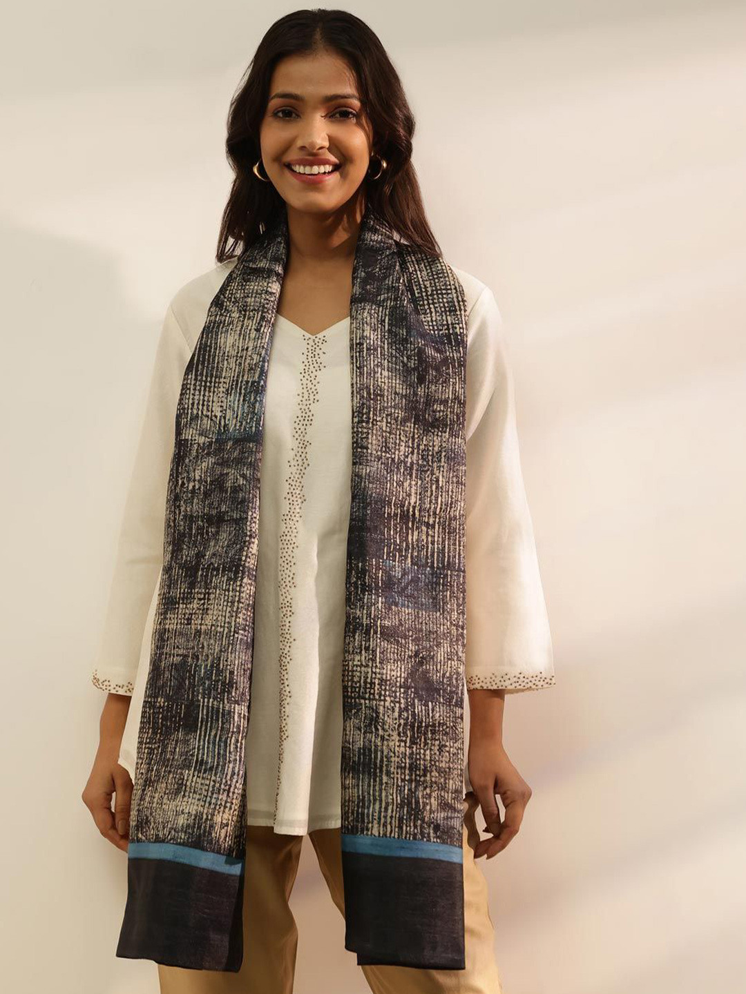 

Fabindia Women Printed Stole, Grey