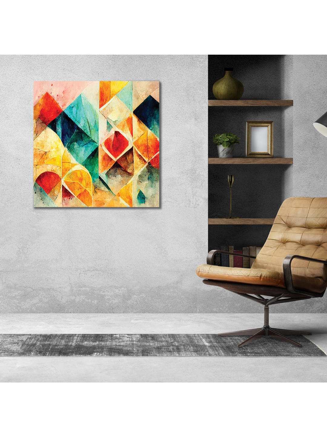 

CVANU Orange & Green Canvas Painting Wall Art