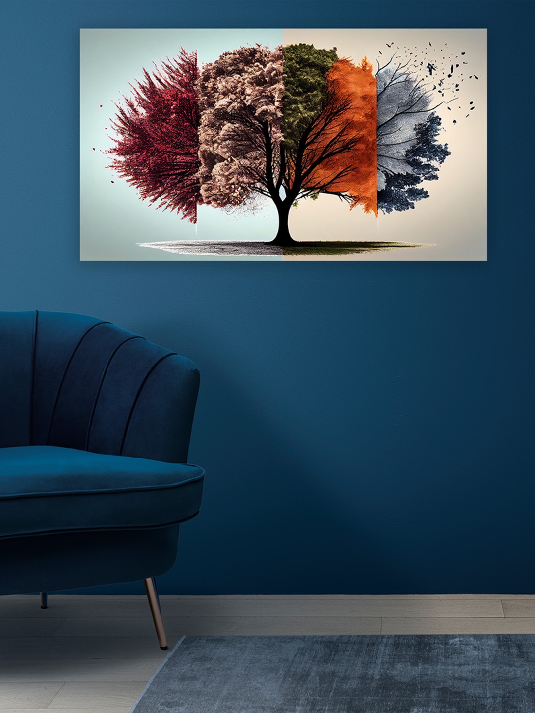 

CVANU Maroon & Green Floral & Botanical Canvas Painting Wall Art