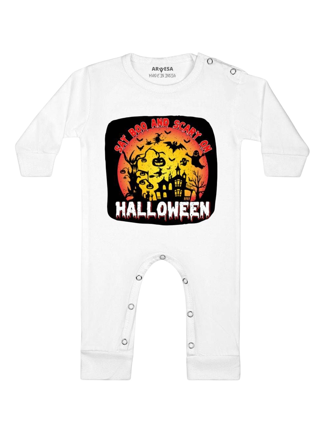 

Arvesa First Halloween Printed Baby Romper, White