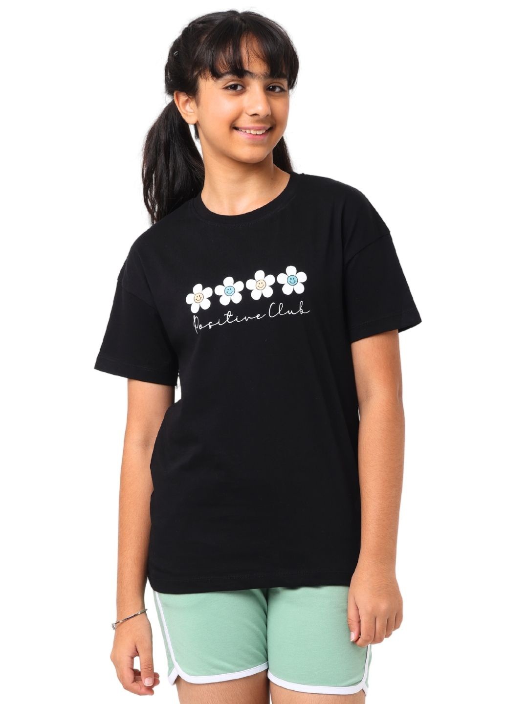 

Nuego Kids Girls Floral Print Pure Cotton T-Shirt with Shorts Clothing Set, Black