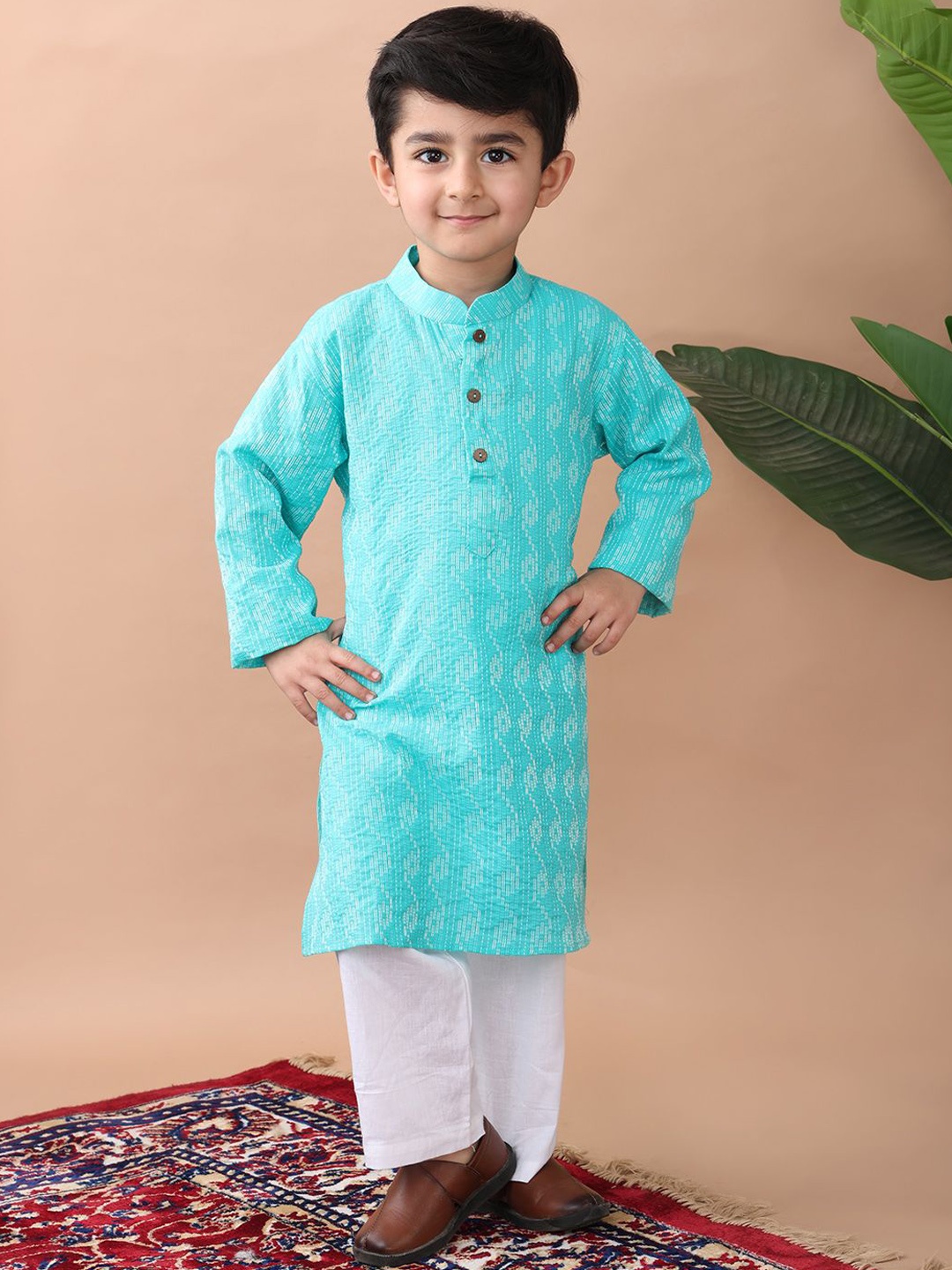 

Sangria Boys Printed Pure Cotton Kurta With Pyjama, Blue