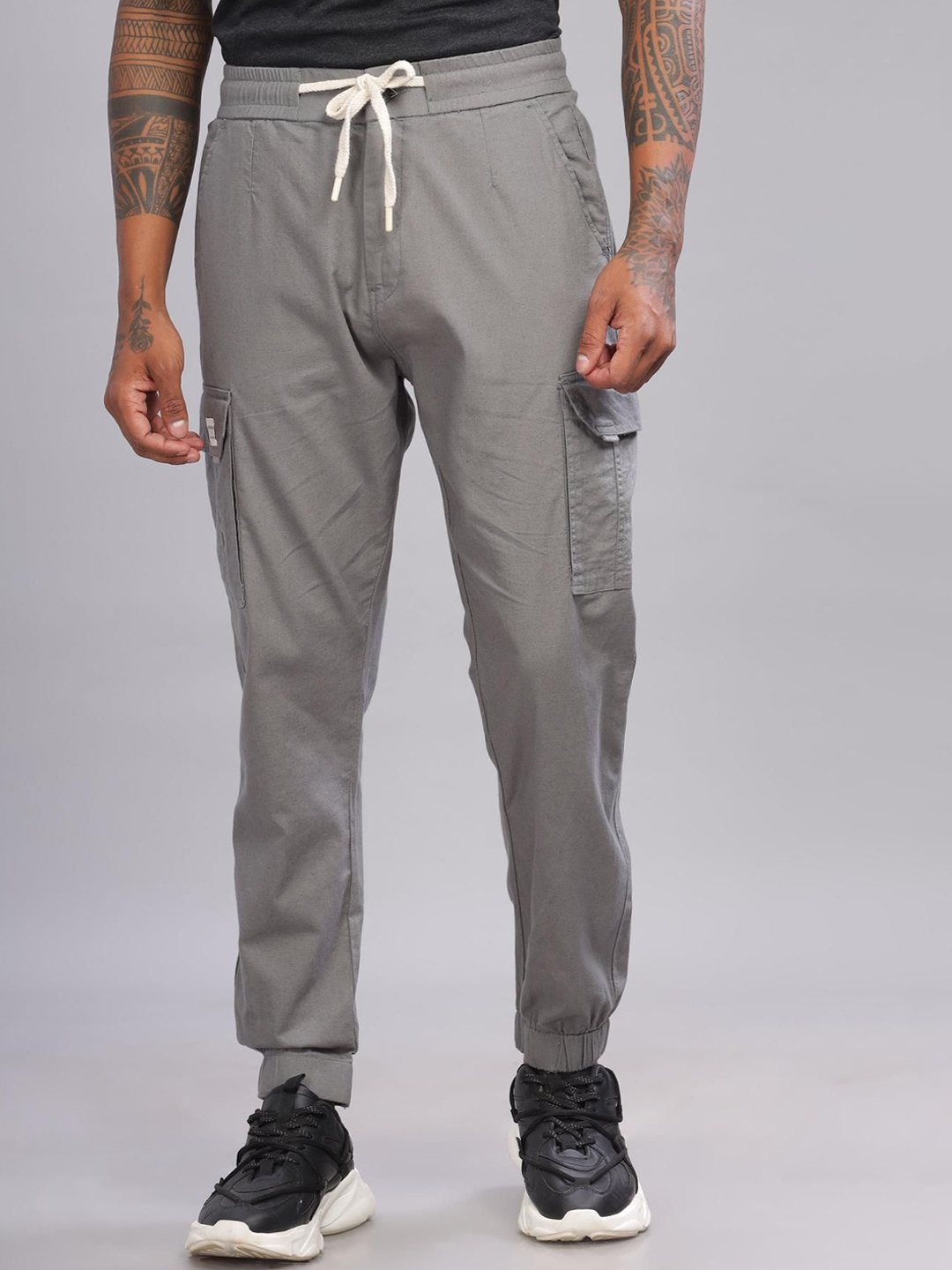 

COLOR HUNT Men Comfort Easy Wash Cargos Trousers, Grey