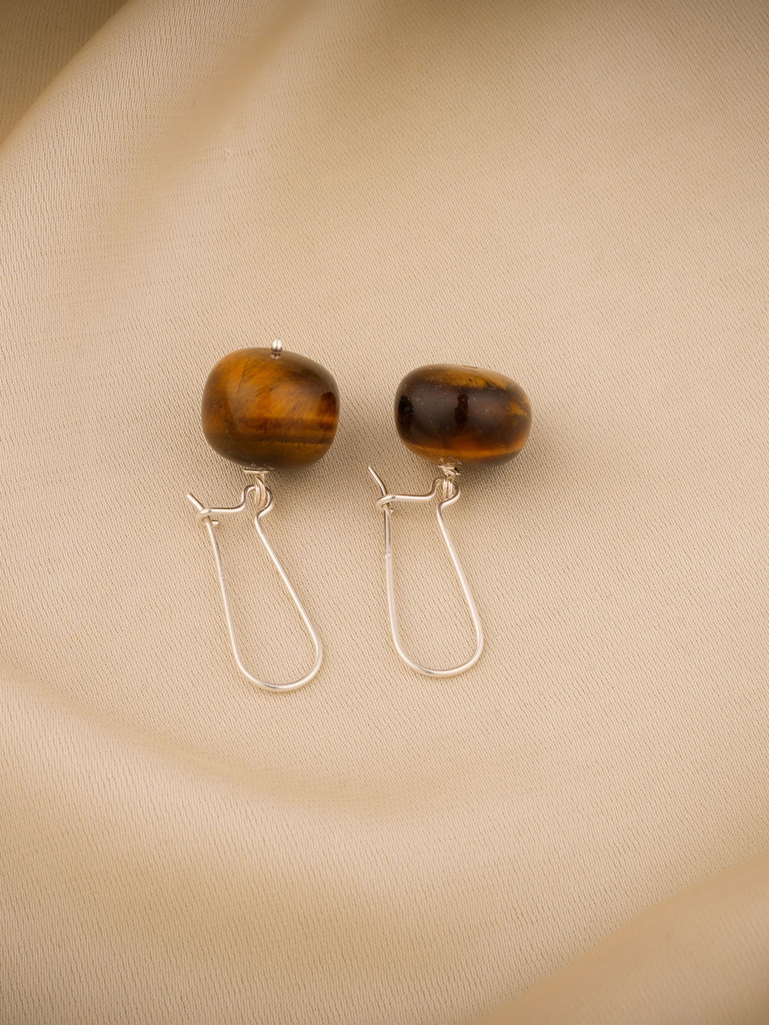 

TOTAPARI Silver-Plated Circular Shaped Drop Earrings, Brown