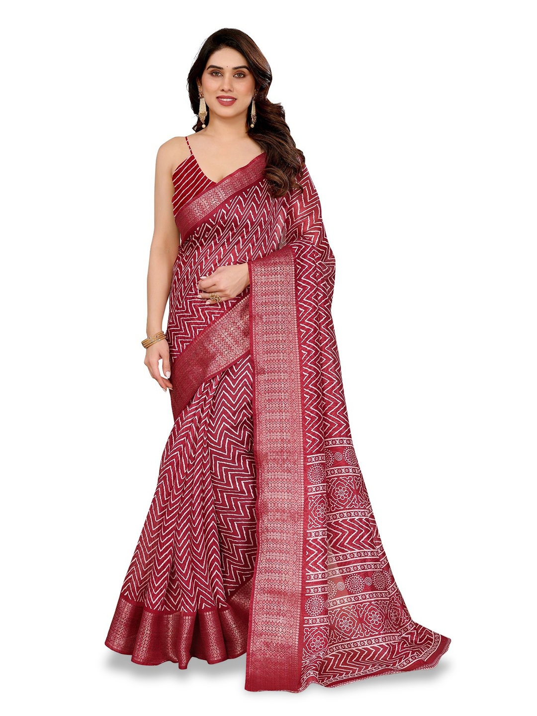 

Moda Rapido Zari Saree, Maroon