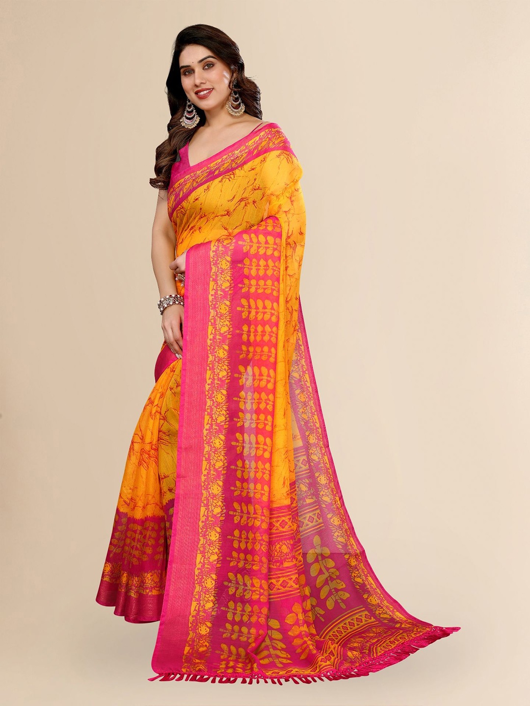 

Moda Rapido Zari Saree, Yellow