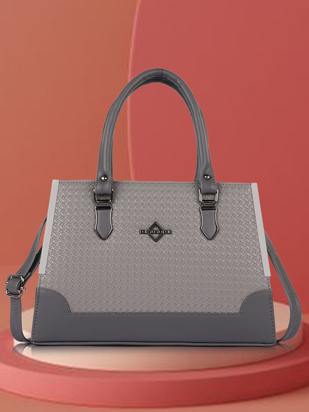 

SPOTIC Oversized Shopper Satchel with Quilted, Grey