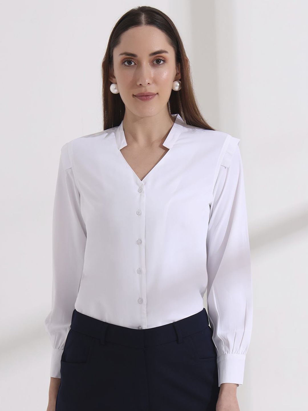 

FITHUB Women Opaque Formal Shirt, White