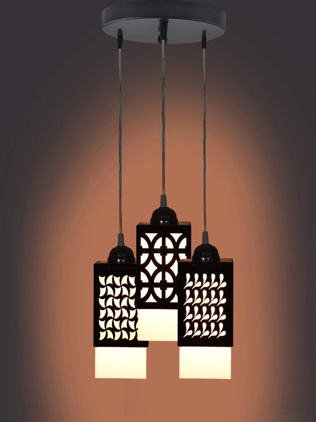

Gojeeva Black & White Textured Wooden Square Shaped Wall Lamp