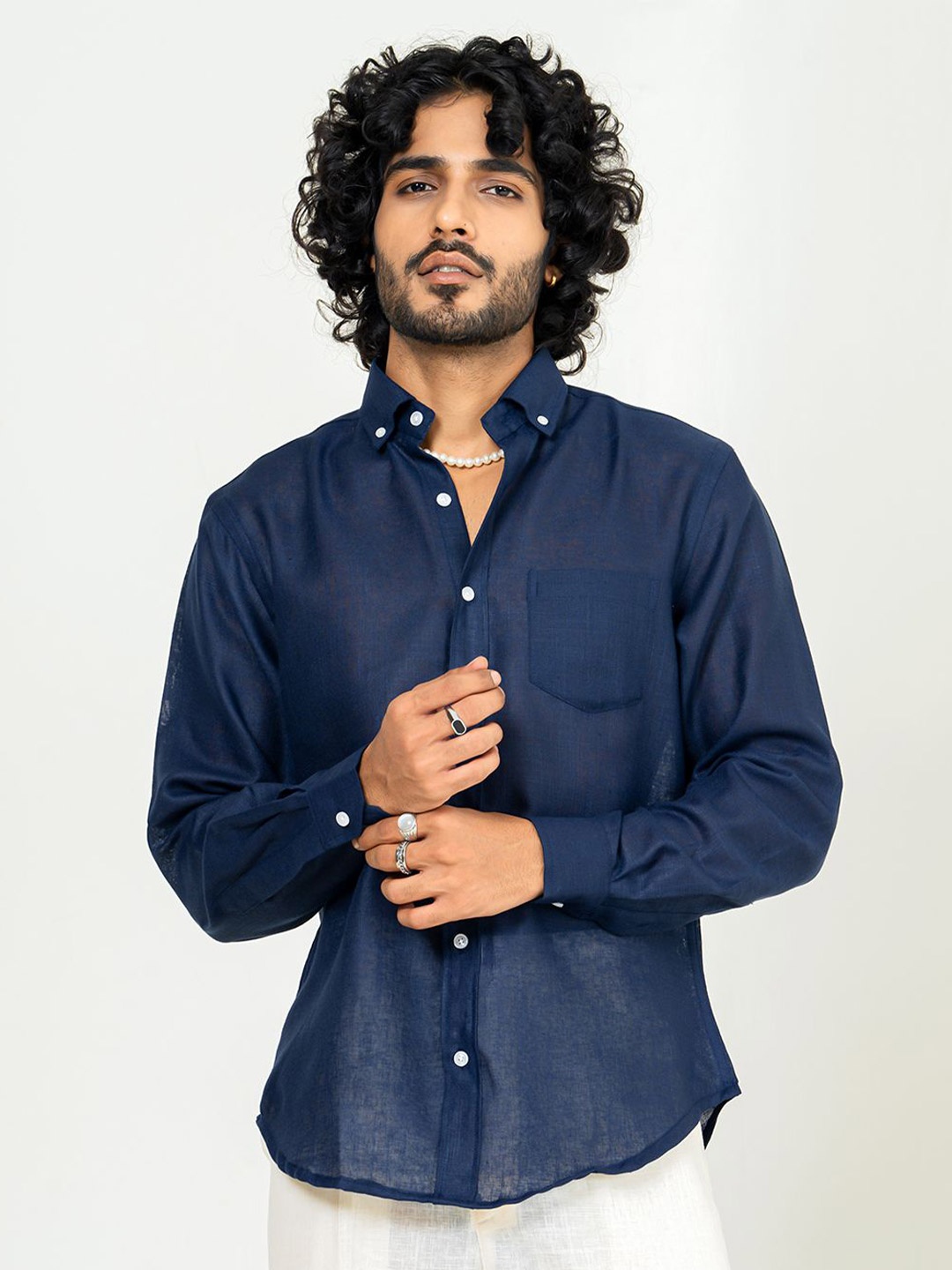 

Tistabene Men Opaque Casual Shirt, Navy blue