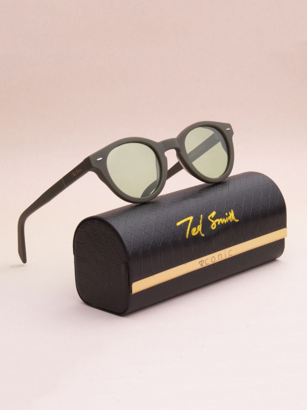 

Ted Smith Premium Acetate Unisex Round Sunglasses with Polarised Lens, Green