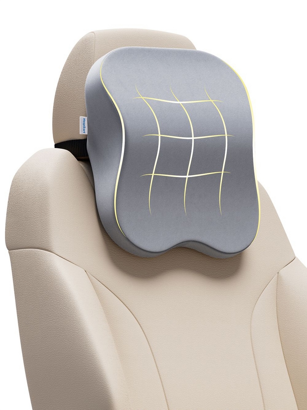 

HOSPIKART Grey Memory Foam Car Pillow Cushion