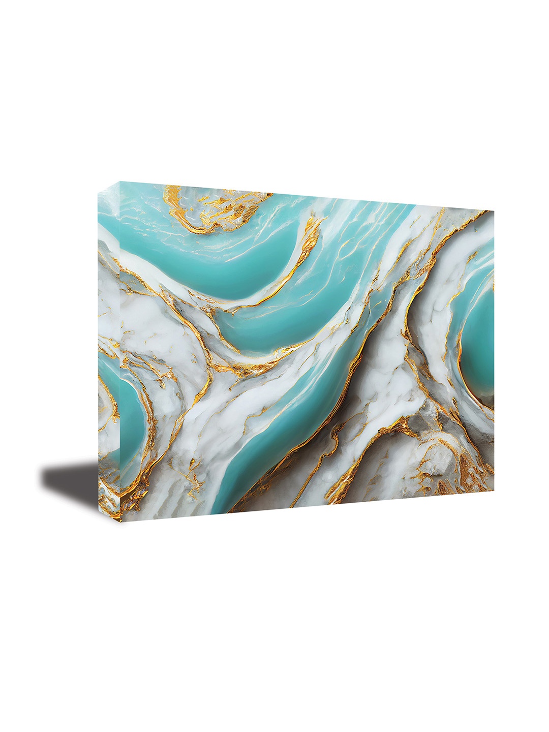 

CVANU White & Blue Canvas Abstract Painting Wall Art