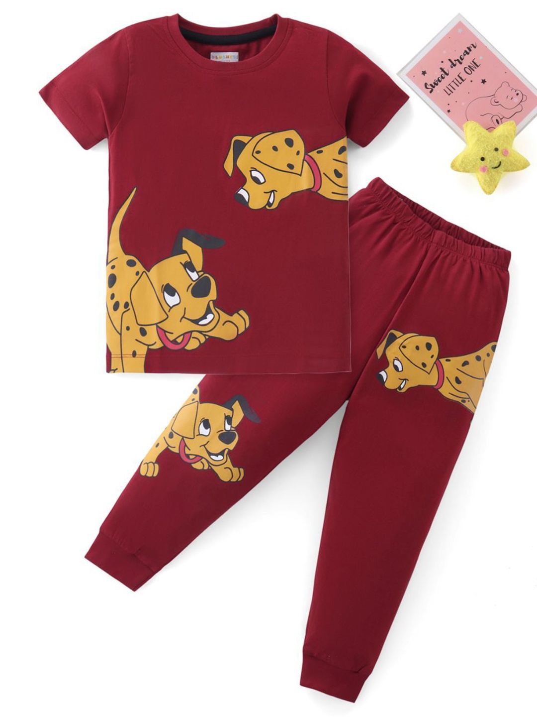 

BLUSHES Unisex Kids T-shirt with Pyjamas, Maroon